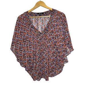 Forever 21 Y2K Multicolor Floral Blouse Size Medium